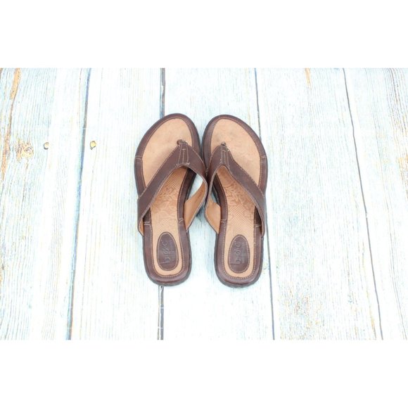 Boc Zita Brown Leather Flip Flop Thong Lightweight Outsole Sandals 9 M - Picture 6 of 9